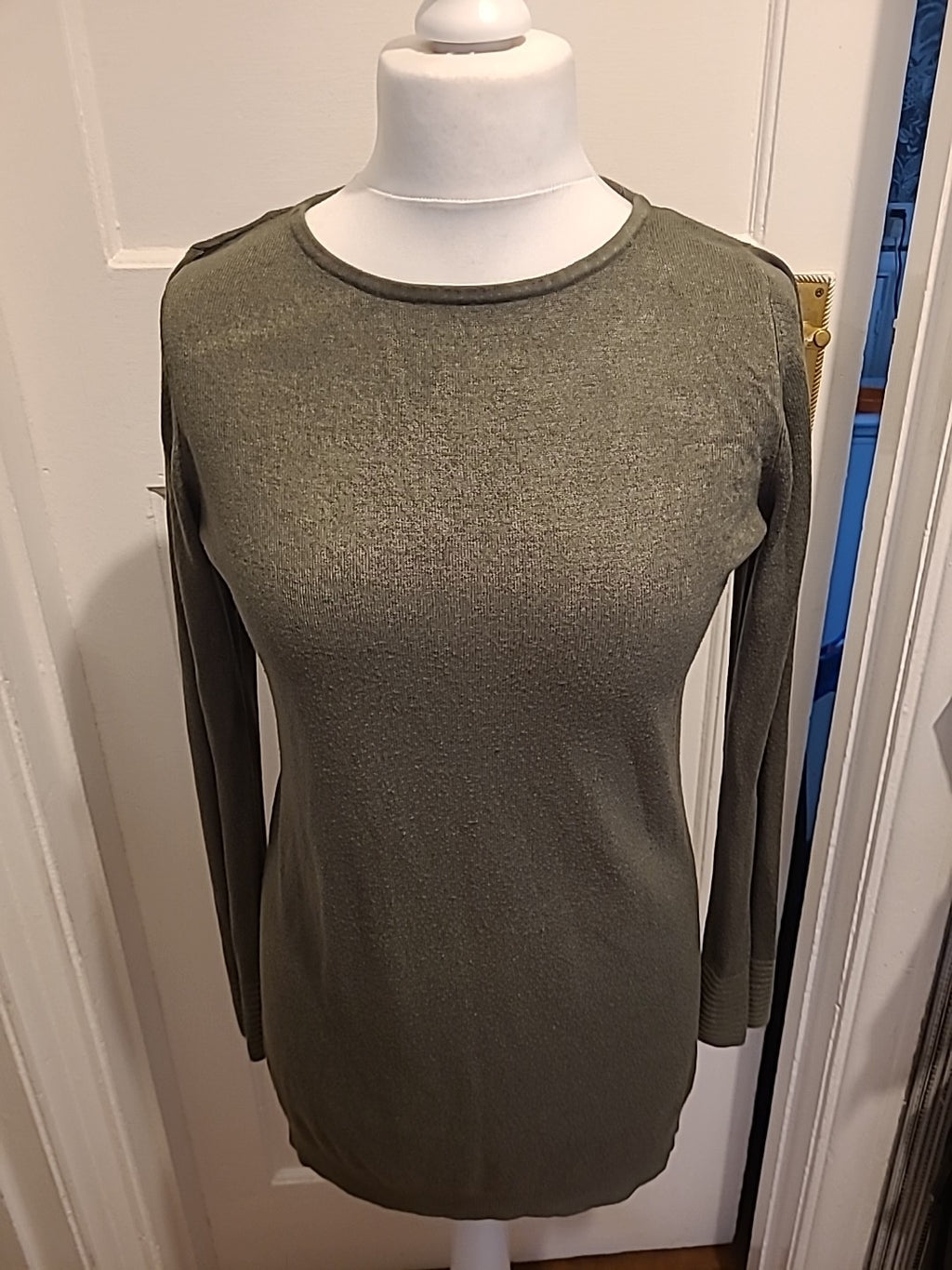 Ladies Bonmarche Size 12 Green Ribbed Pullover Jumper