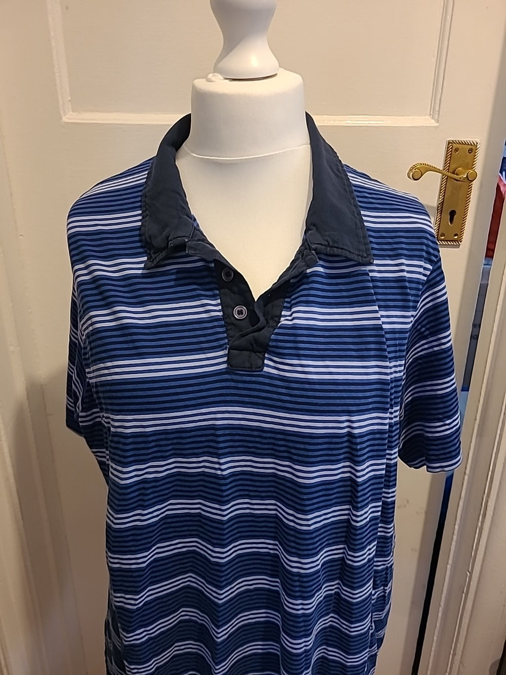 Mens Marks And Spencer Size XL 2 Tone Blue Striped Pyjama Top