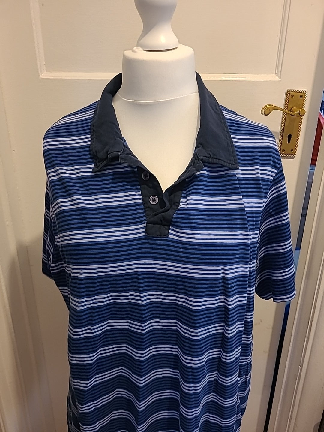 Mens Marks And Spencer Size XL 2 Tone Blue Striped Pyjama Top