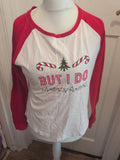 Ladies Size XL Red And White Long Sleeve Christmas Pyjama Top