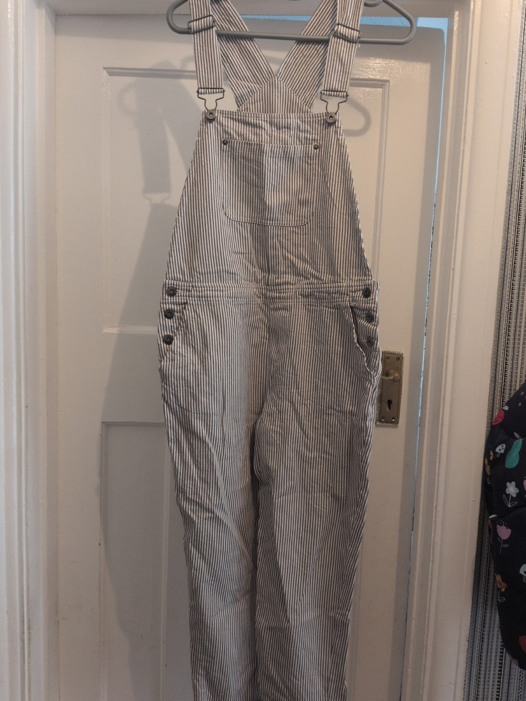 Ladies Dungarees Huffer Green/white Striped Size 8