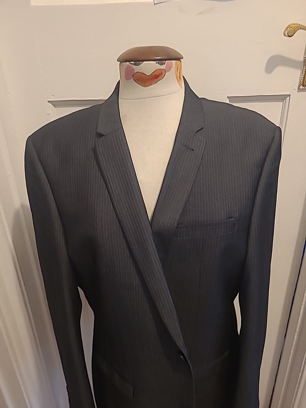 Mens Next Size 44R Grey Pinstripe Lined Padded Blazer