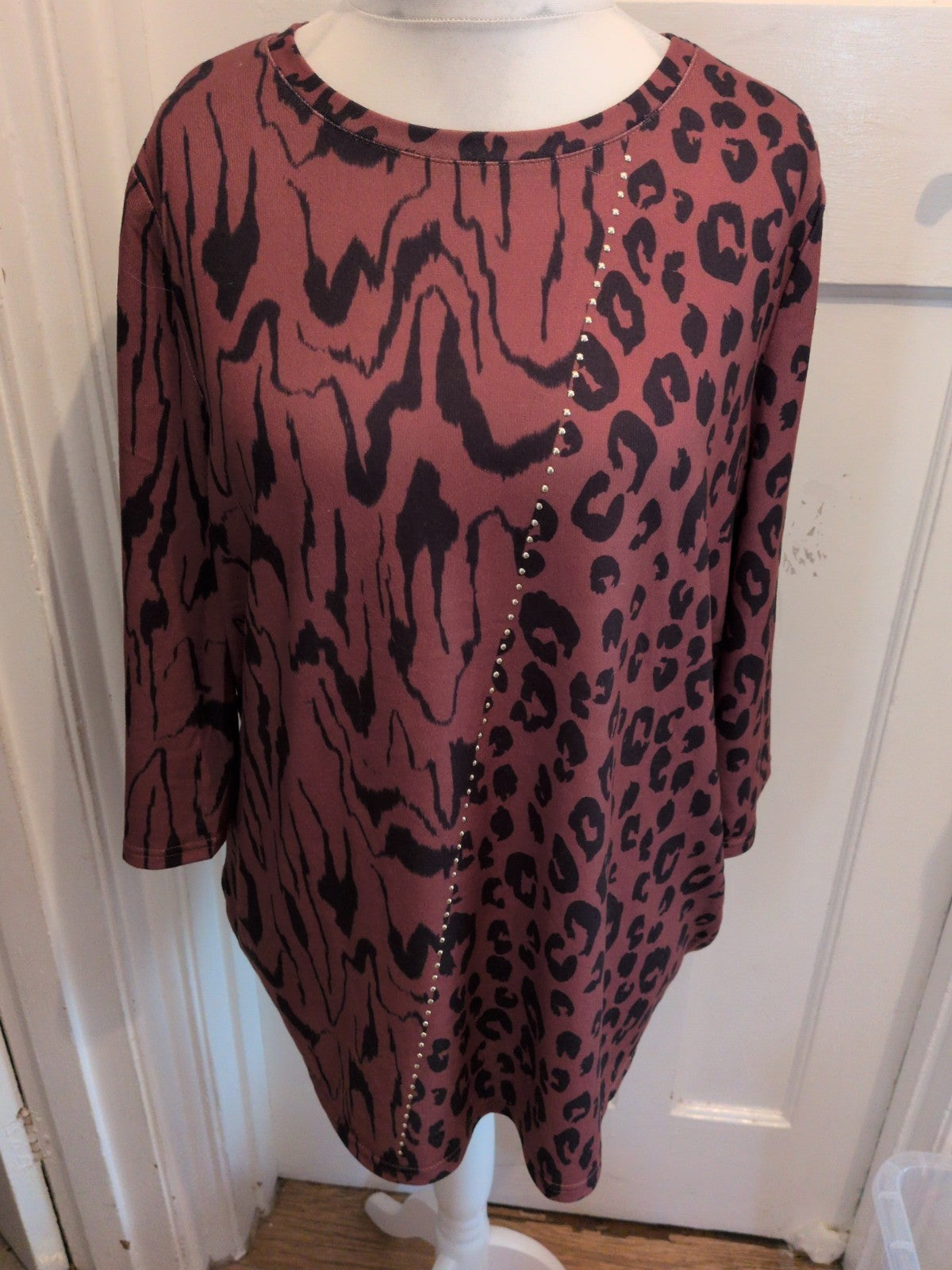 Bonmarche 22 Brown And Black Leopard Print Blouse