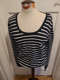 Ladies Primark Size 12 Black And White Striped Long Sleeve Thin Jumper