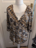 M&Co 2XL Beige Brown Long Sleeve Lightweight Blouse Aztec