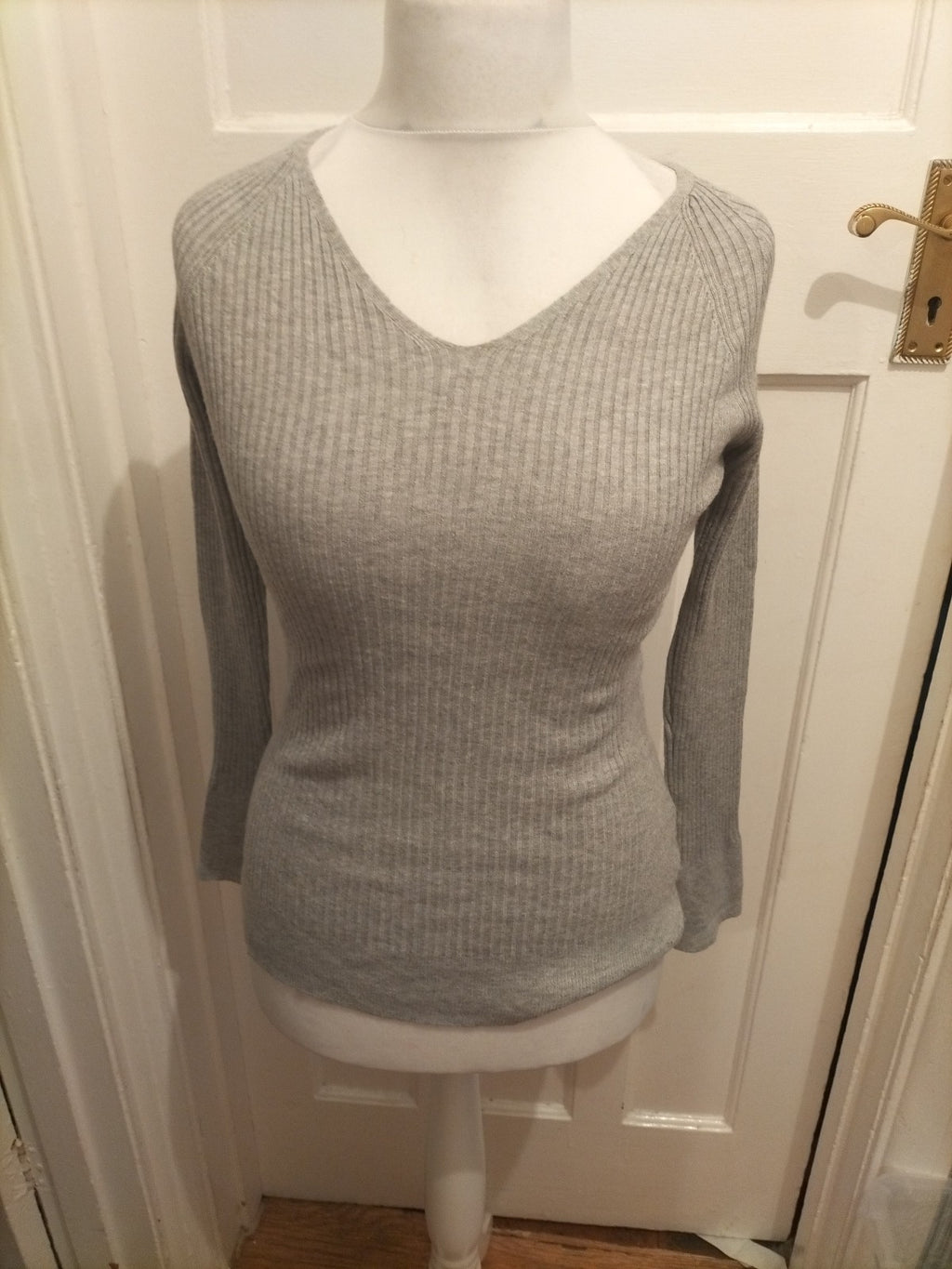 Primark 14-16 Grey Rib Long Sleeved Top Jumper