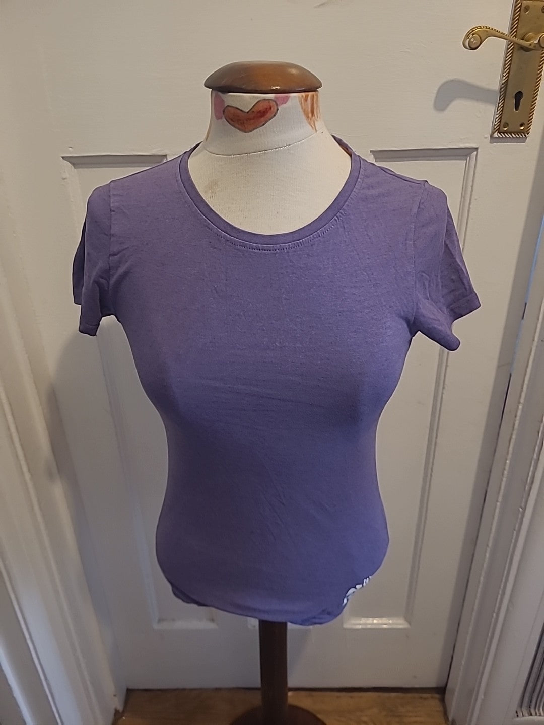 Ladies Dogs Life Size 10 Purple Printed Back Short Sleeved Tshirt