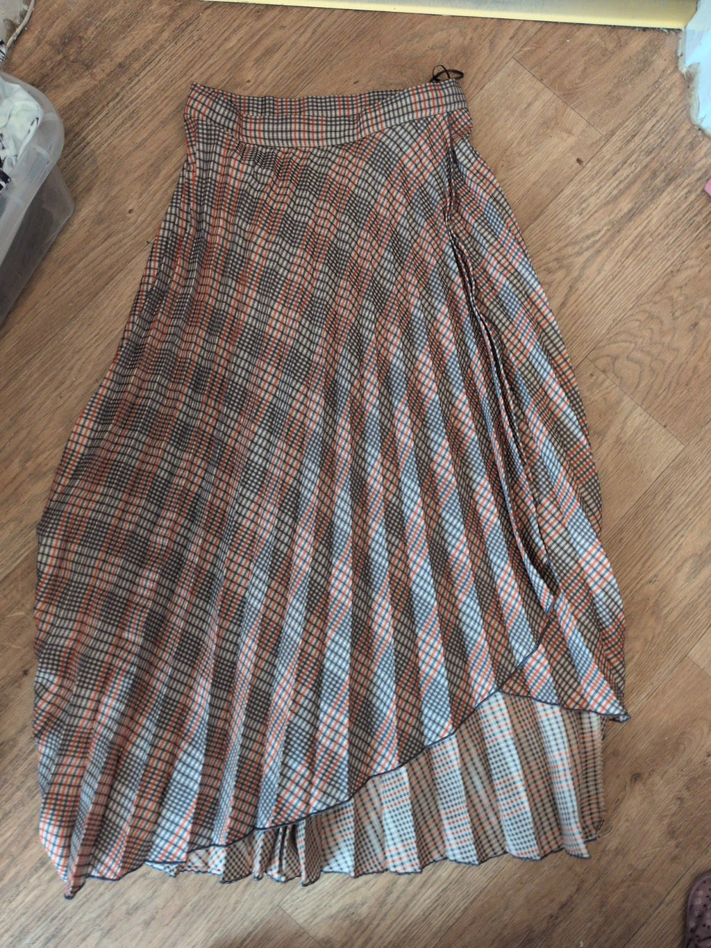 H&M 6 Multi Check Flare Pleated Skirt