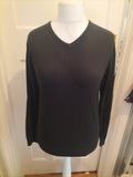 Mens Marks And Spencer Size Small Black V-neck Long Sleeve Jumper