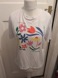 Ladies Marks And Spencer Size 16 Short Sleeve Print Relaxed T-shirt Crew Neck