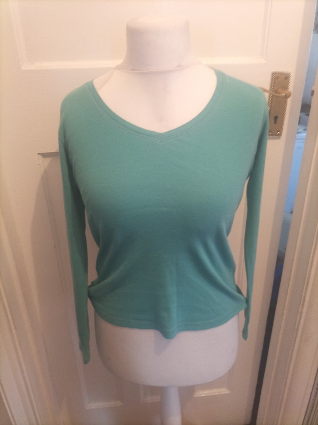 Ladies Marks And Spencers Size 10 Dark Turquoise Long Sleeved Top