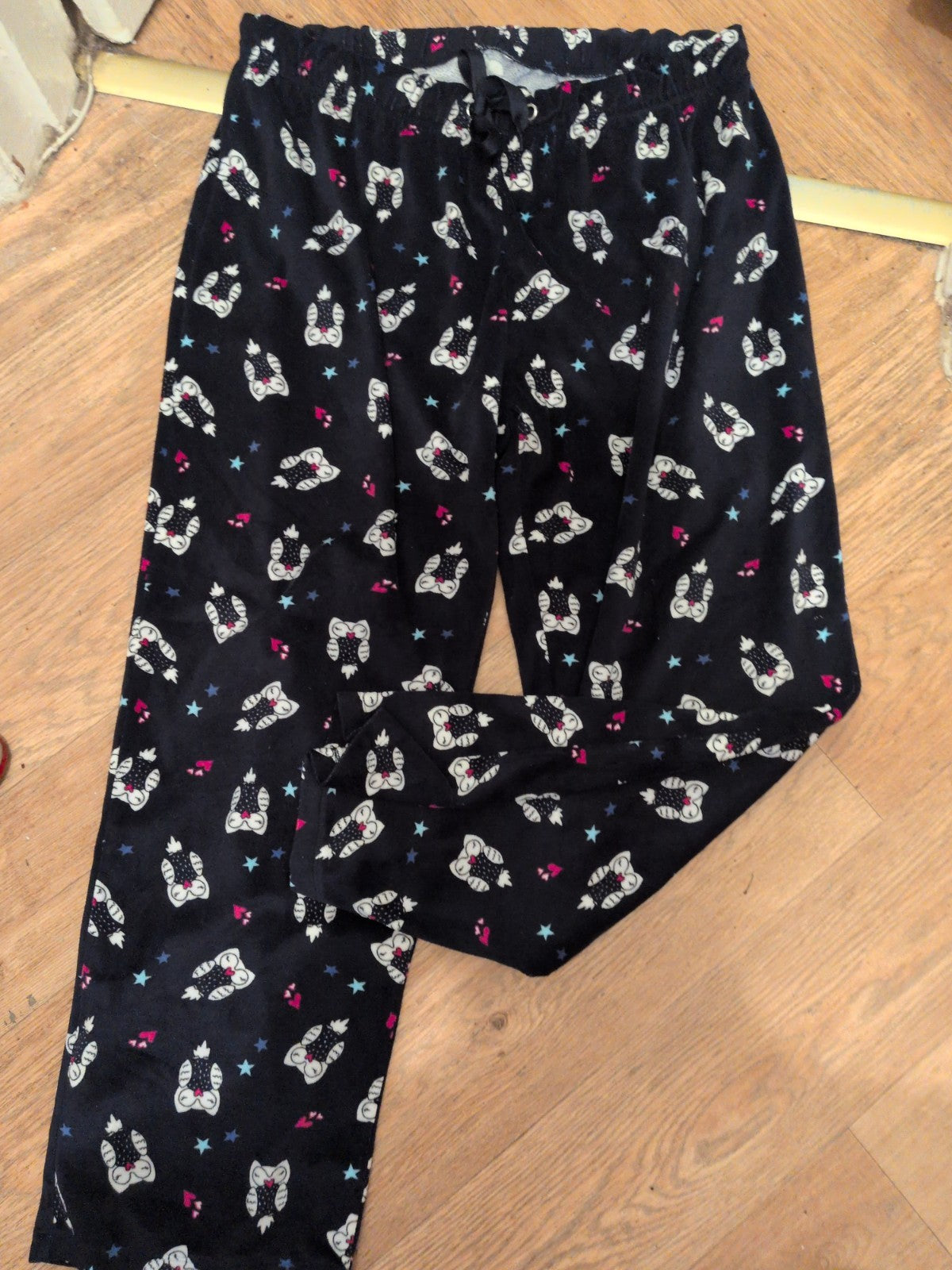 XL Black Owl Elasticated Pyjama Bottoms