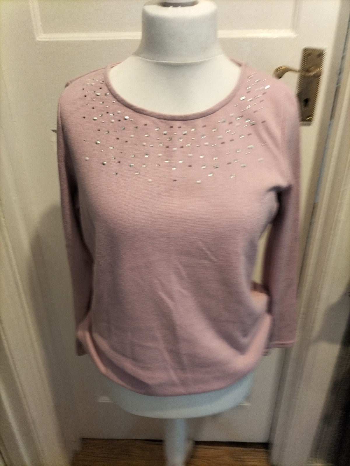 Ladies Bonmarche Size 14 Pink Sequin Long Sleeve Blouse