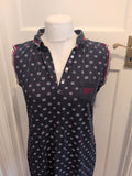 Sweet Delicate 2XL Navy Patterned Sleeveless Collared Polo Ladies