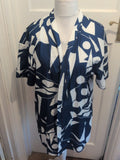 Shein XL Blue And White Shirt Sleeve Open Shirt