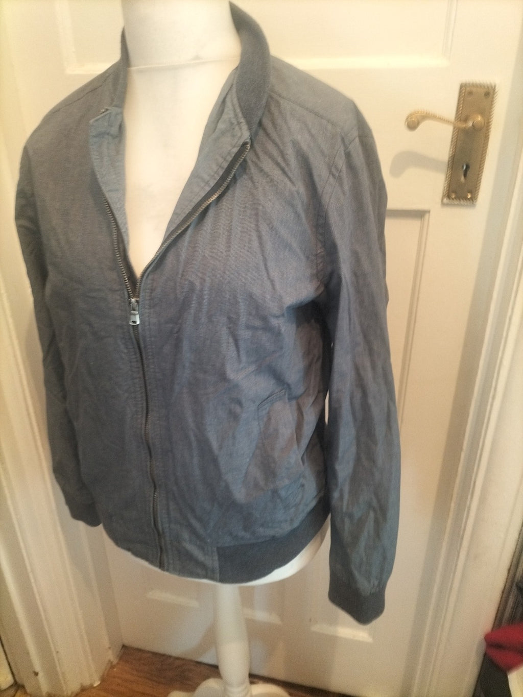 Mens Red Herring Size Medium Blue Lined Full Zip Jacket