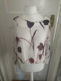 Ladies Next Size 10 Burgundy And White Long Sleeve Blouse Floral