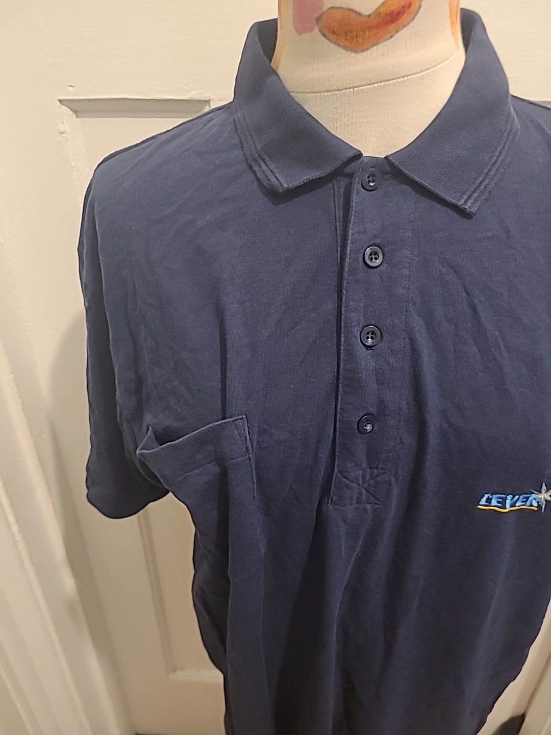 Mens More Style Size Large Navy Short Sleeved Polo Shirt