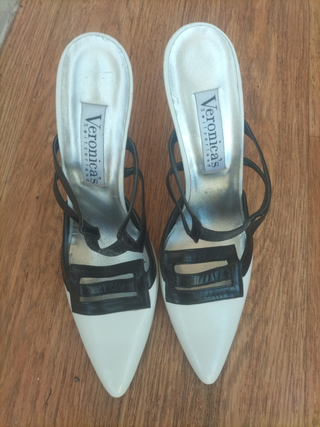 Ladies Veronica's Size Eu 40 White And Black High Heel Slip On