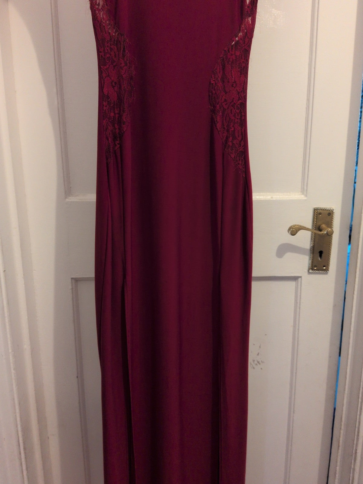 Boohoo 12 Purple Short Sleeve Long Length Split Hem Dress