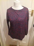 Ladies Nutmeg Size 12 Navy And Pink Long Sleeved Lightweight Jumper