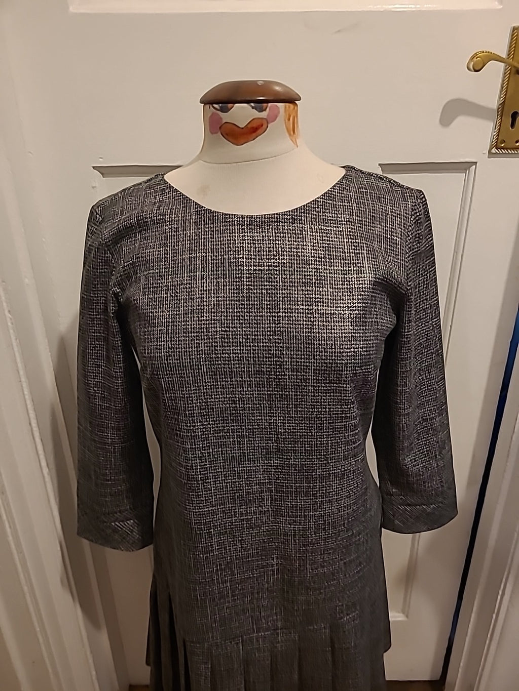 Ladies Regard By Denge Size Euro 38 Check Long Sleeved Dress