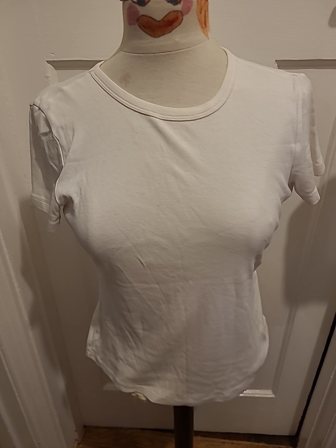 Ladies Marks And Spencer Size 10 White Tshirt(couple Small Marks On Front)
