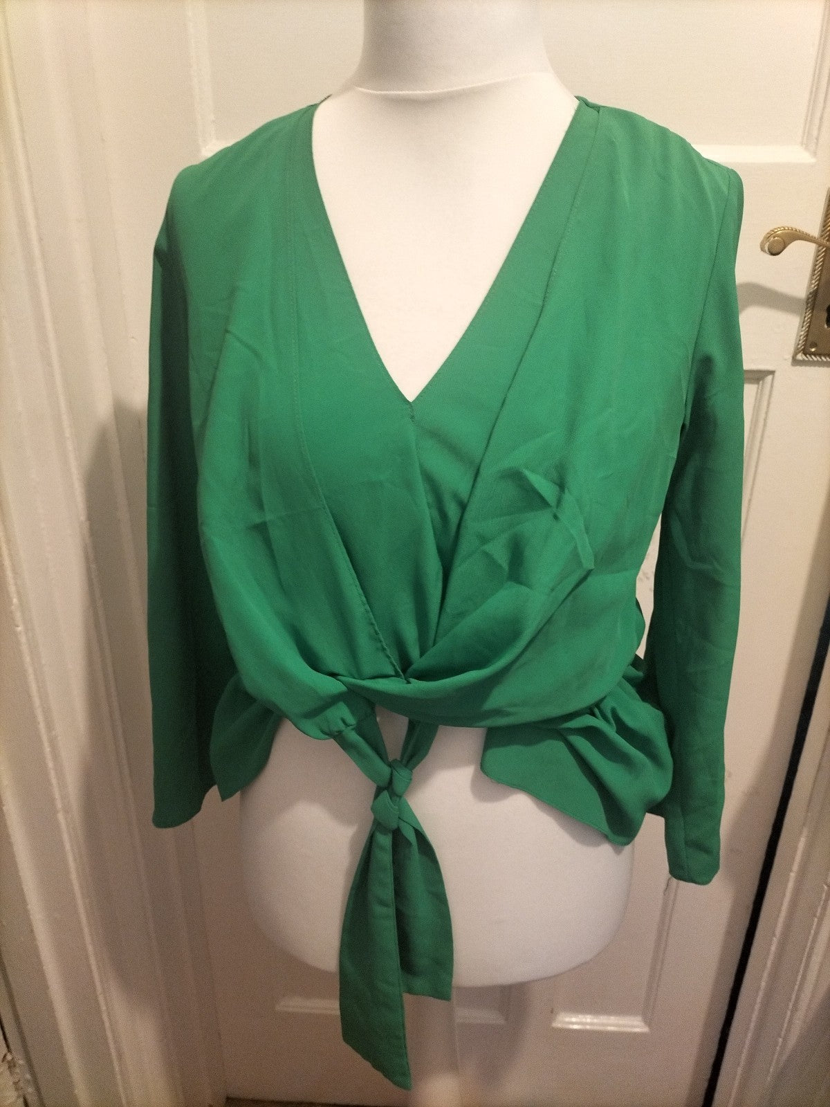Ladies Topshop Size 10 Green Long Sleeve Blouse