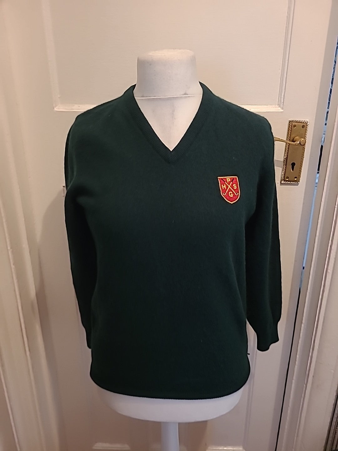 Mens Balmoral Size M 100% Lambswool Bottle Green Jumper