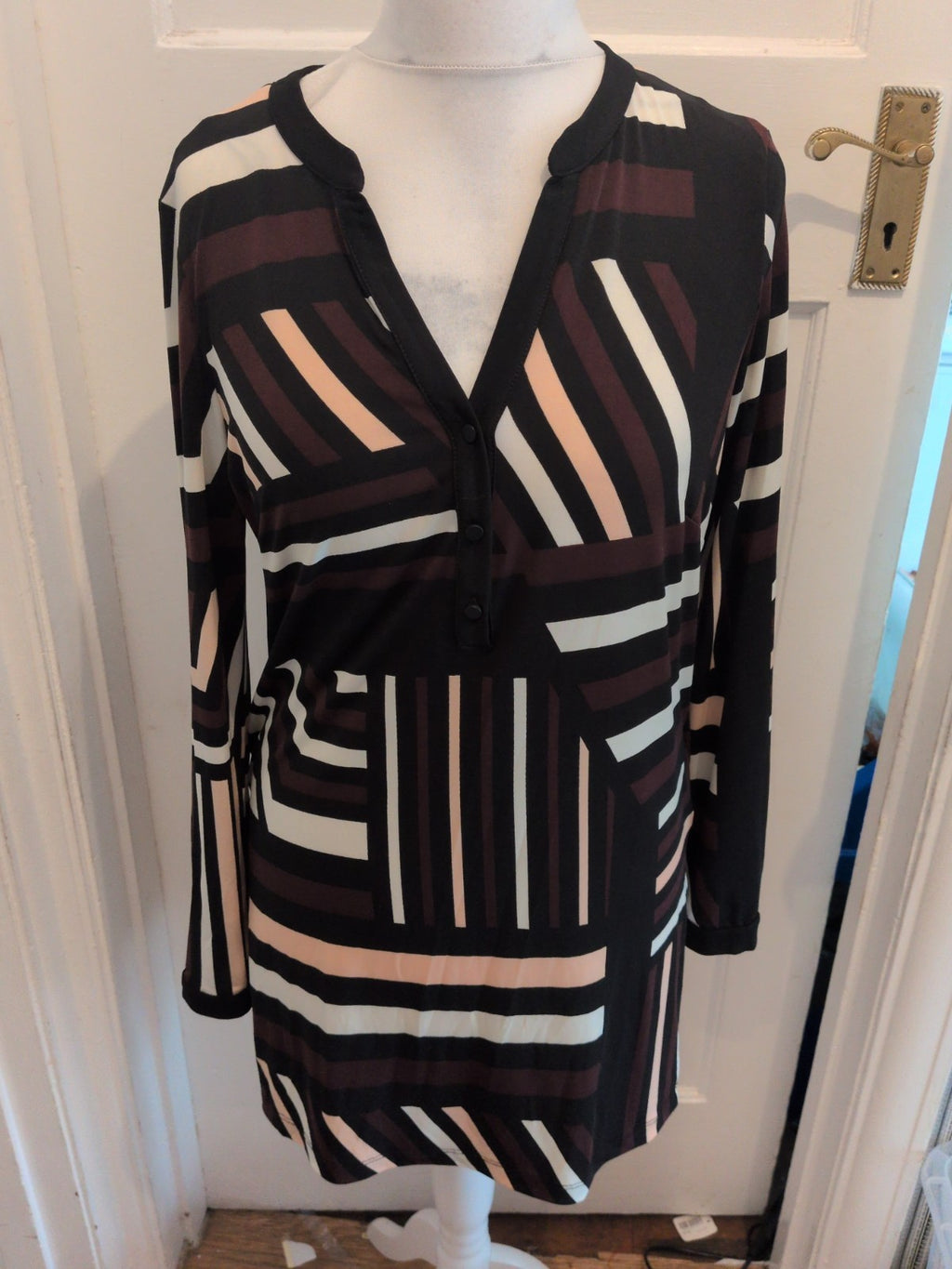 Wallis Small White/Pink/Purple Long Sleeve Dress
