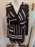 Wallis Small White/Pink/Purple Long Sleeve Dress