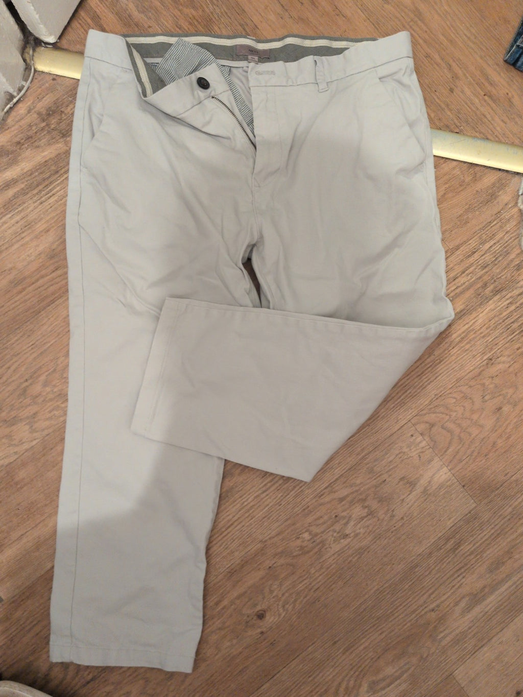 Mens Next 38 Short Leg Slim Fit Stone Trousers Chino