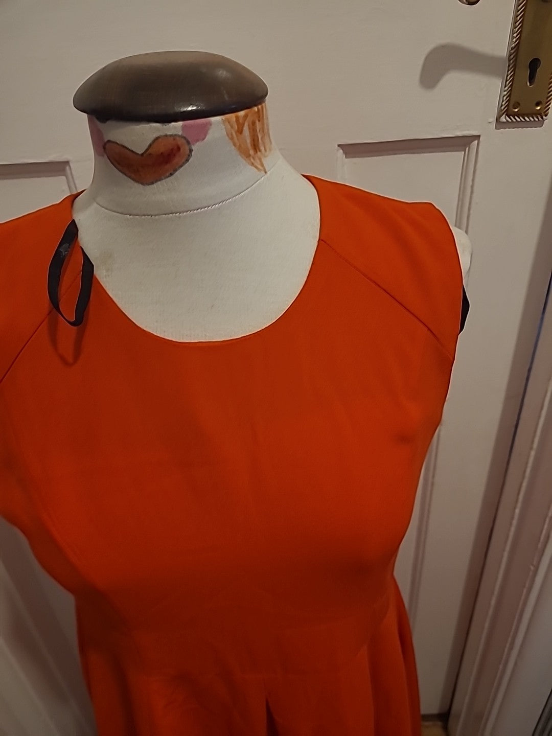 Ladies Peacocks Size 10 Orange Sleeveless Flowy Dress