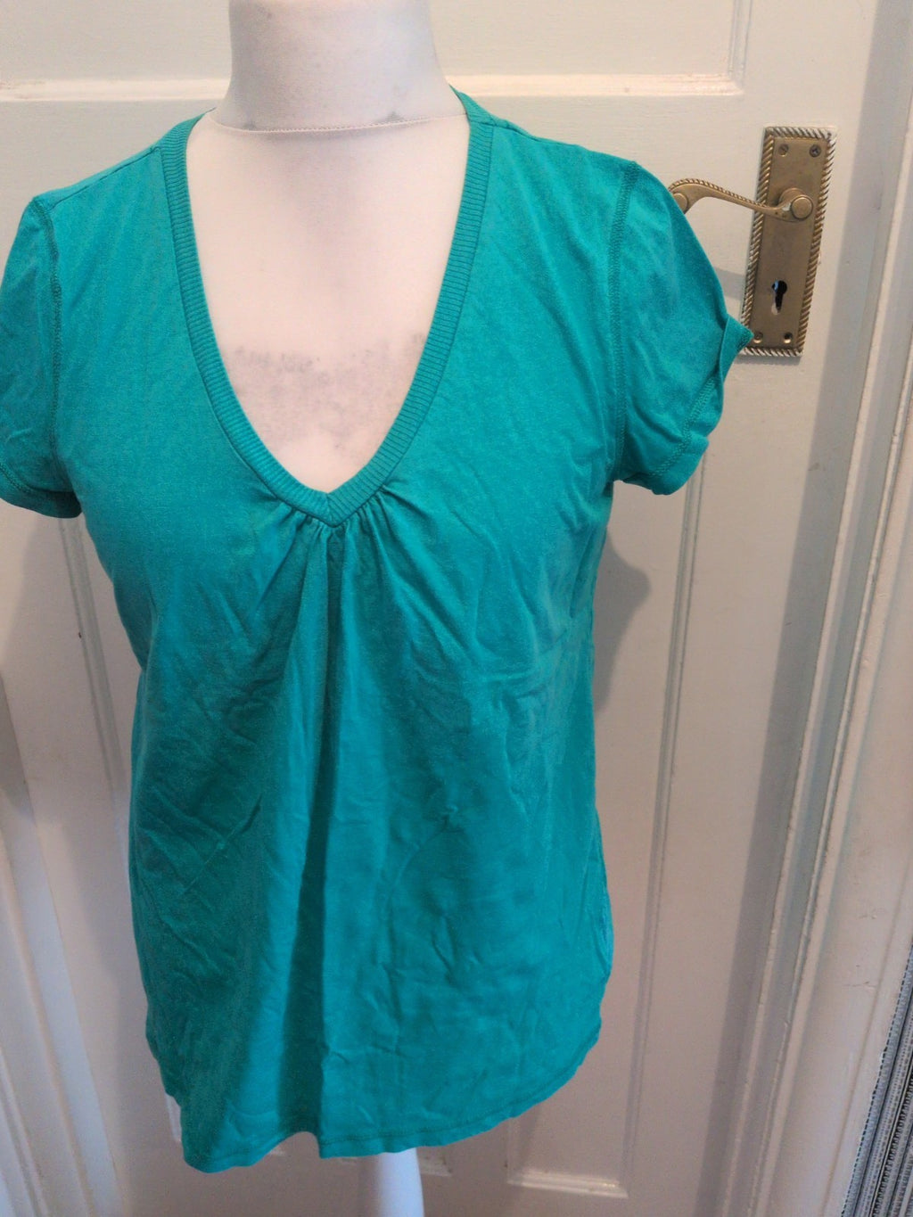 Cherokee 16 Dark Mint V Neck Short Sleeve Blouse