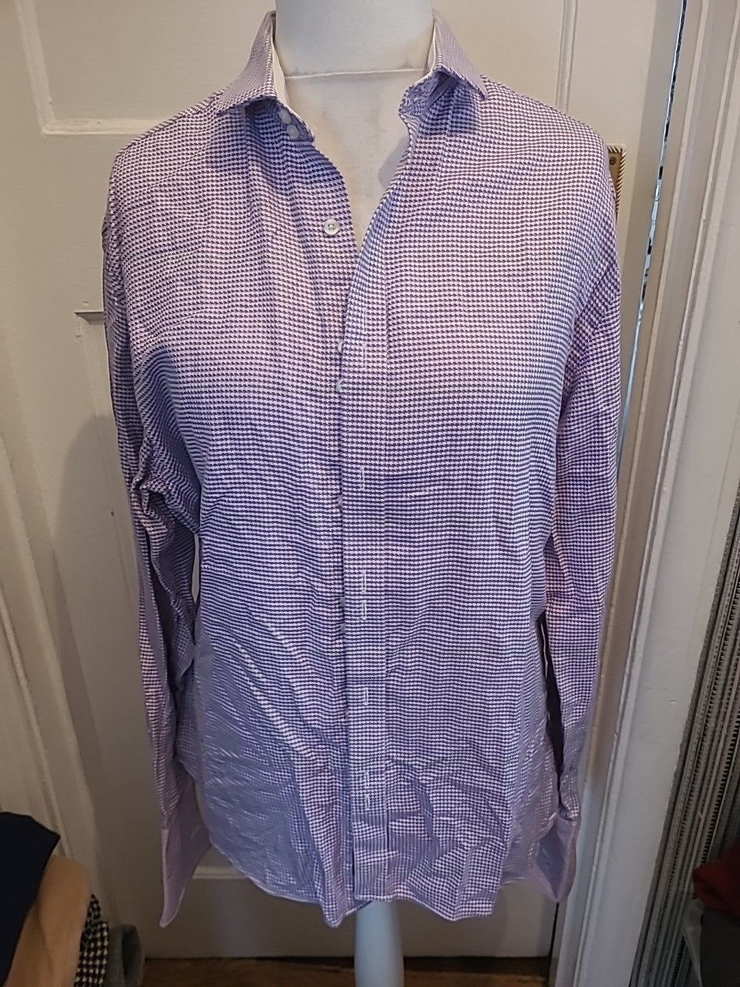 Mens Stvdio Size 16.5 Purple Toned Long Sleeved Cotton Shirt