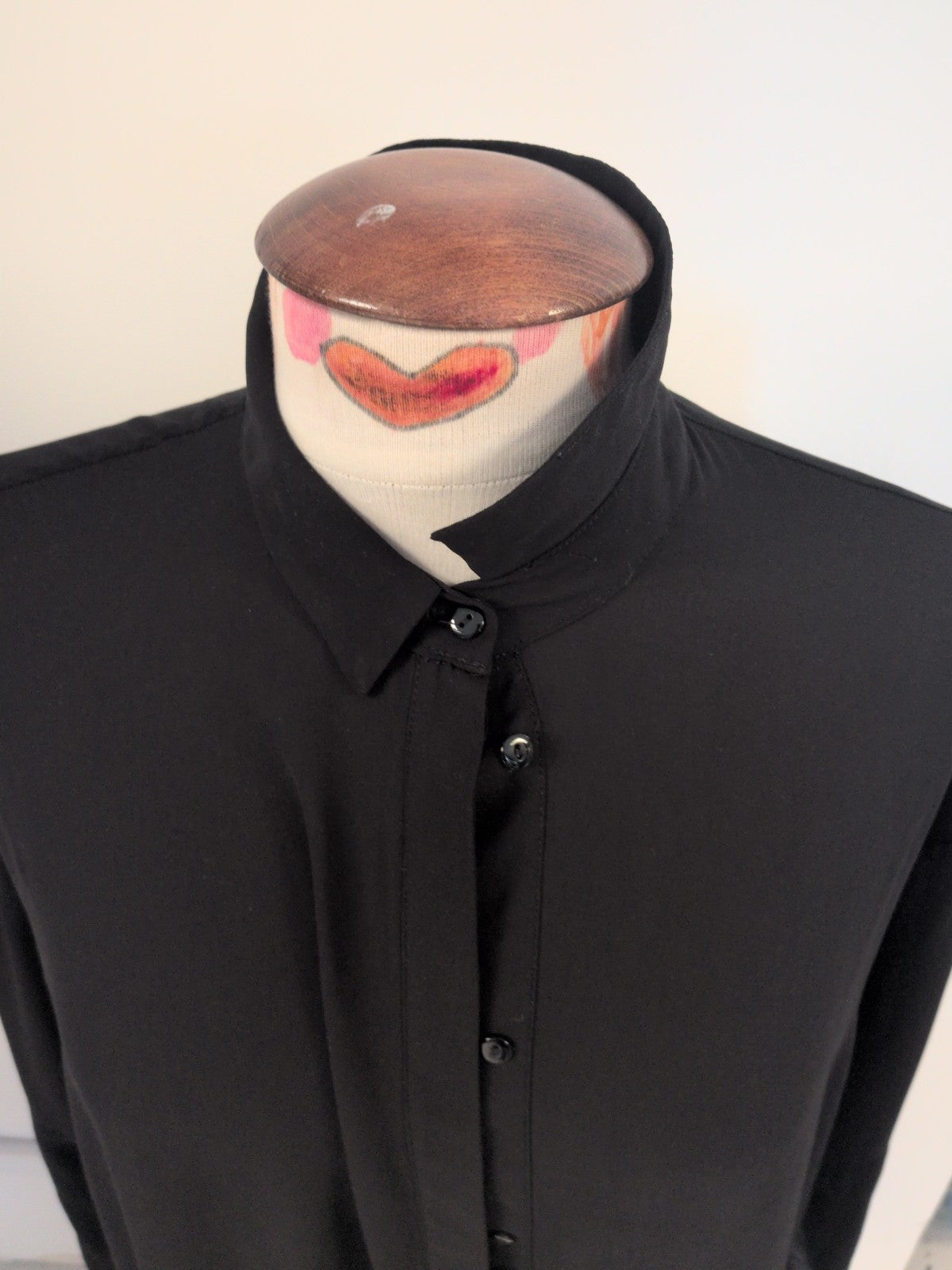 Topshop 10 Black Buttoned Long Sleeve Blouse