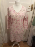 Ladies Marks And Spencer Size 8-10 Short Length Pink Floral Nighty