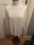 Ladies Skylo Size L/XL White Striped Long Sleeved Blouse