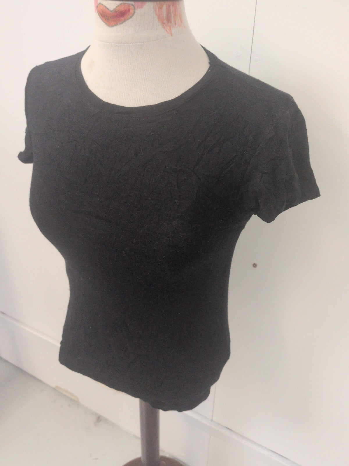 Ladies Primark Size 12 Black Shirt Sleeve Plain T-shirt