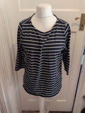 C&A Large Navy Stripe 3/4 Sleeve T-shirt
