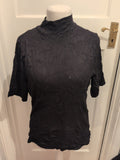 George 18 High Neck Half Sleeve Black T-shirt