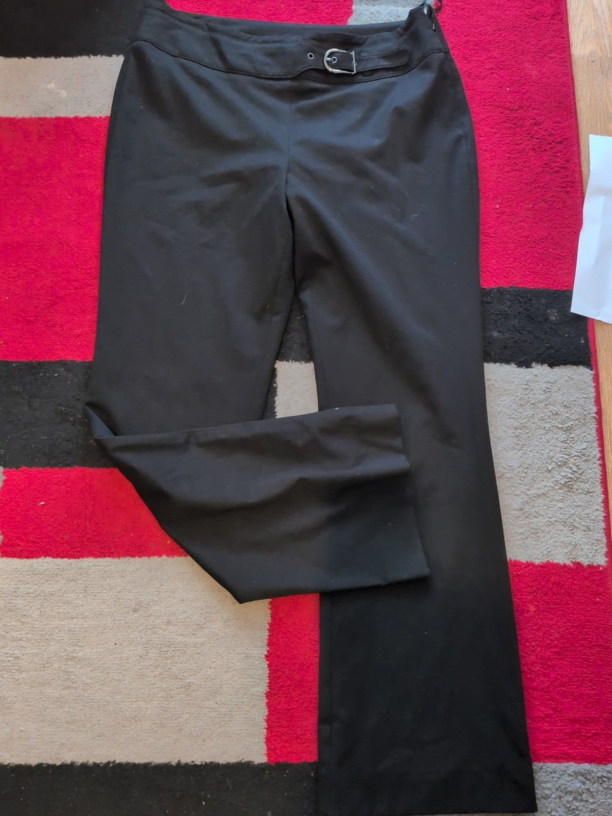 Ladies Give Size 36W Long Black Trousers