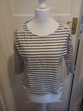 Ladies Marks And Spencer Size 14 Navy And White Striped With Detail On Shoulder
