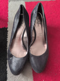 Footglove UK 6 Upper Leather Charcoal Heeled Shoes