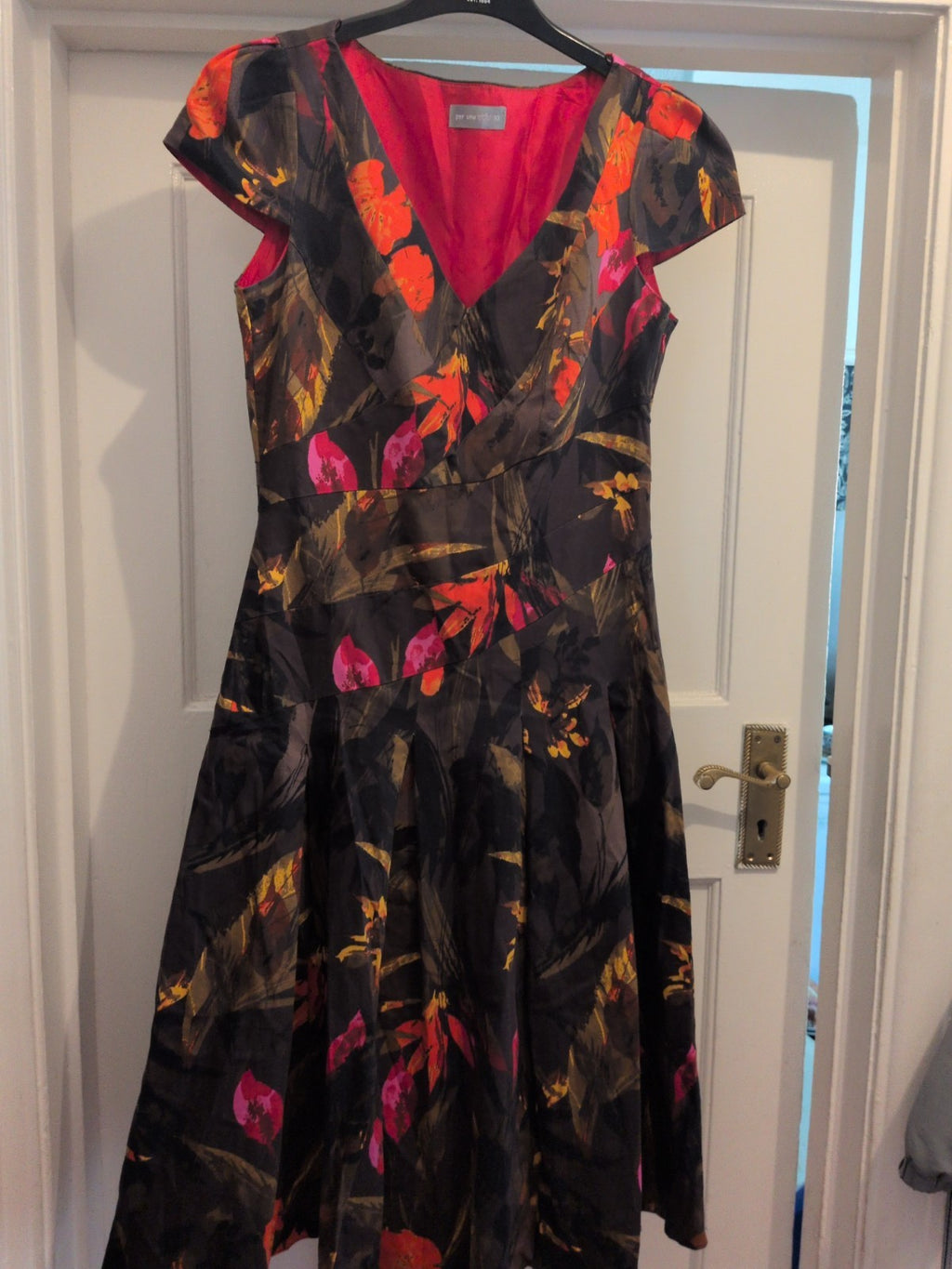 Per Una 10 Multicoloured Floral Lined Midi-long Sleeveless Dress