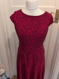 Anne Klein 8 Red And Black Leopard Print Pattern Cap Sleeve Midi-Long Dress