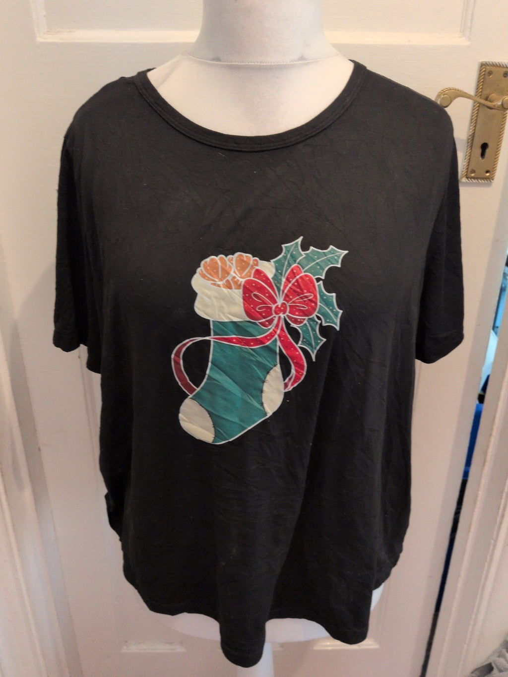 XL Black Christmas Stocking Short Sleeve T-shirt