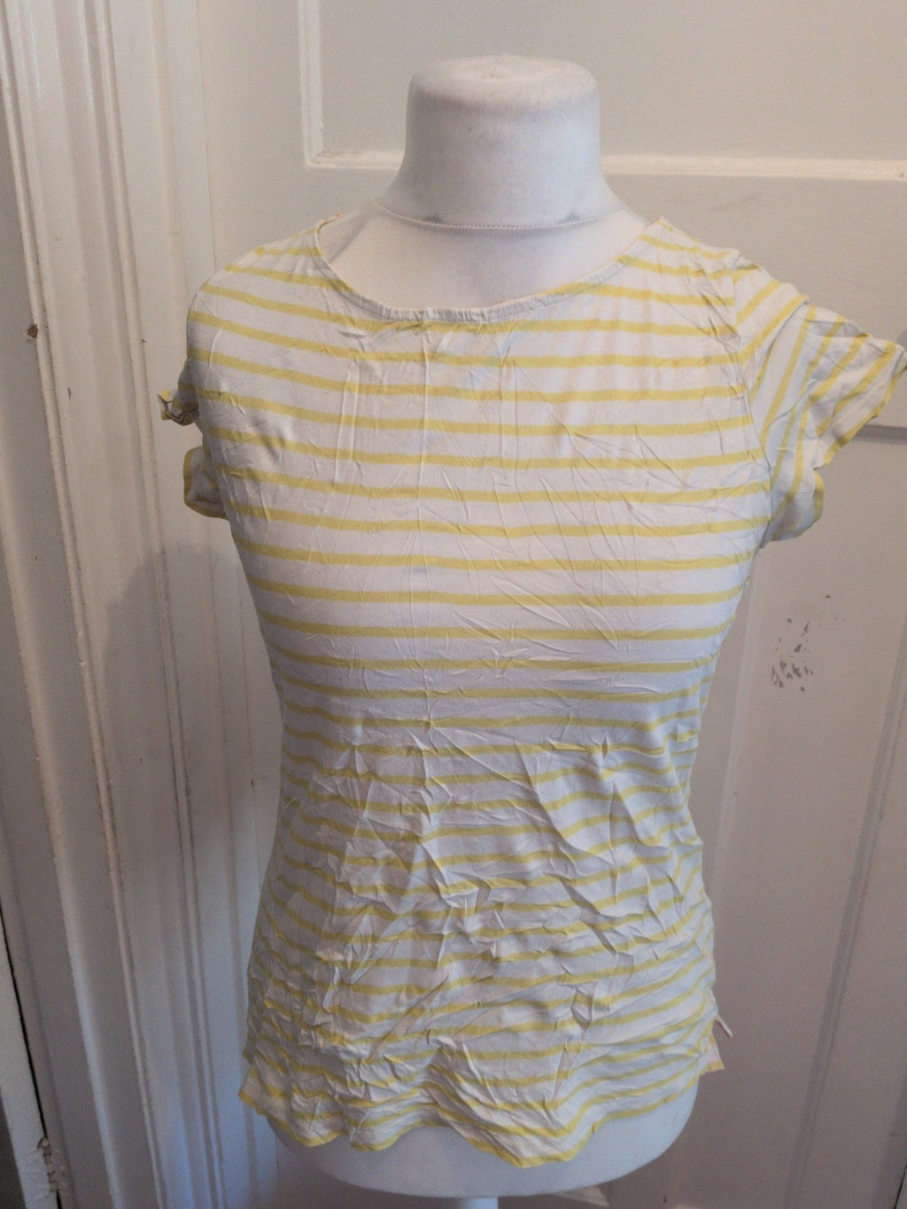 Boden 12 Yellow And White Stripe Short Sleeve T-shirt