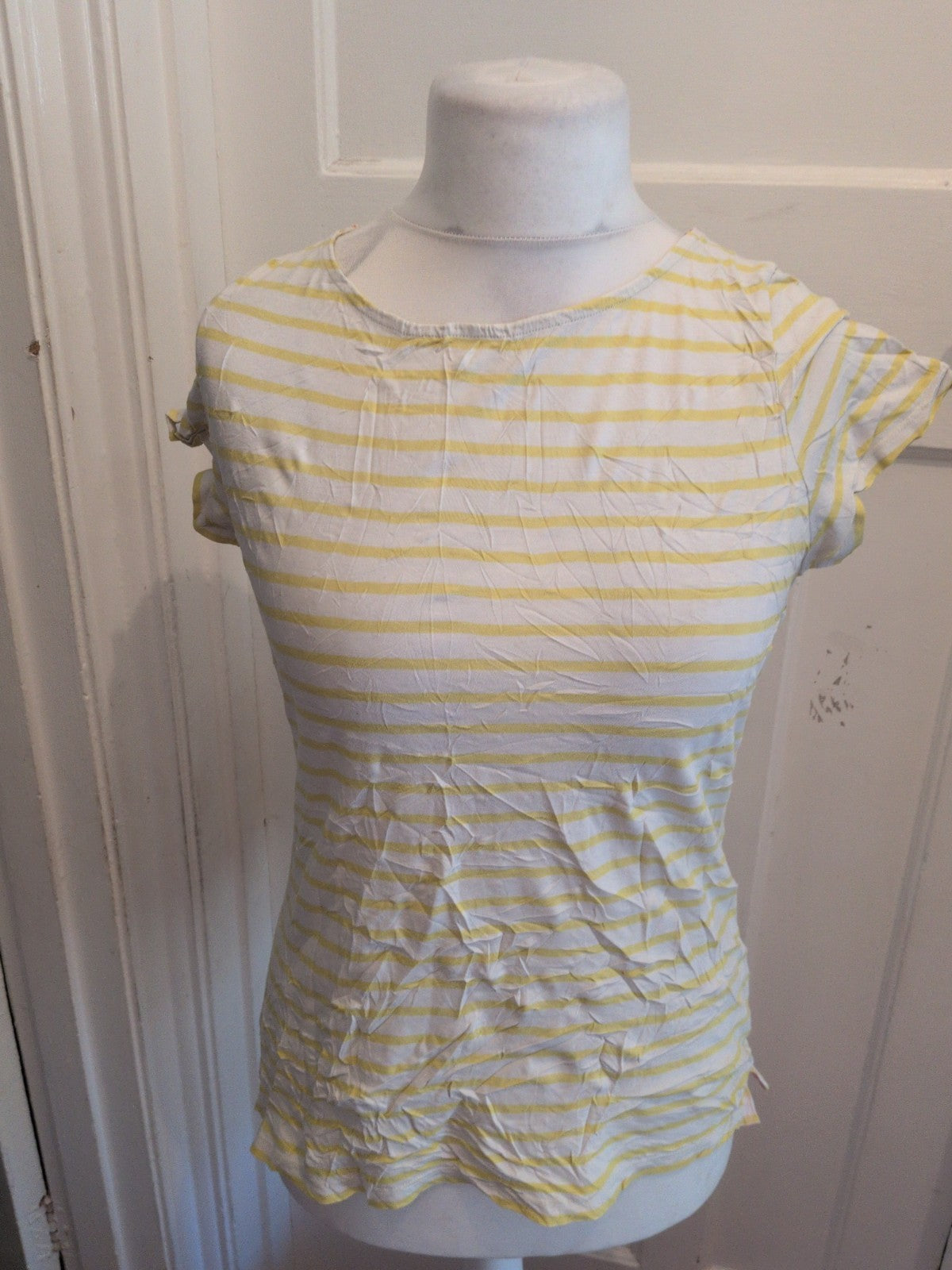 Boden 12 Yellow And White Stripe Short Sleeve T-shirt