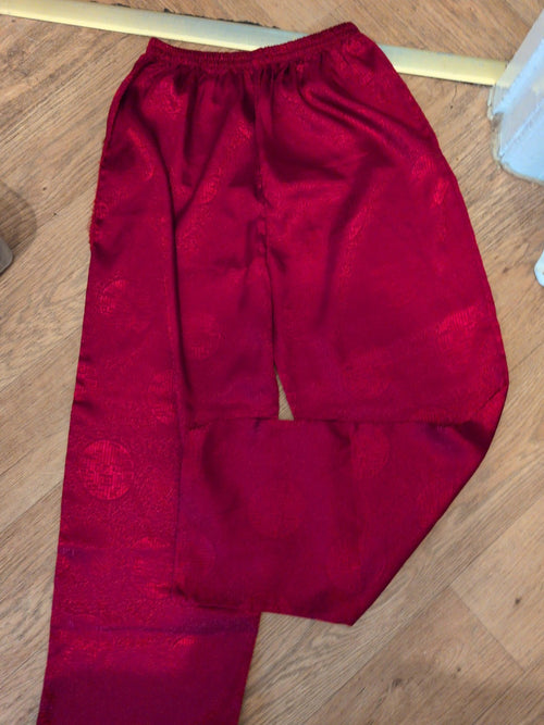 2XL Red Patterned "Satin" Style Elasticated Trousers